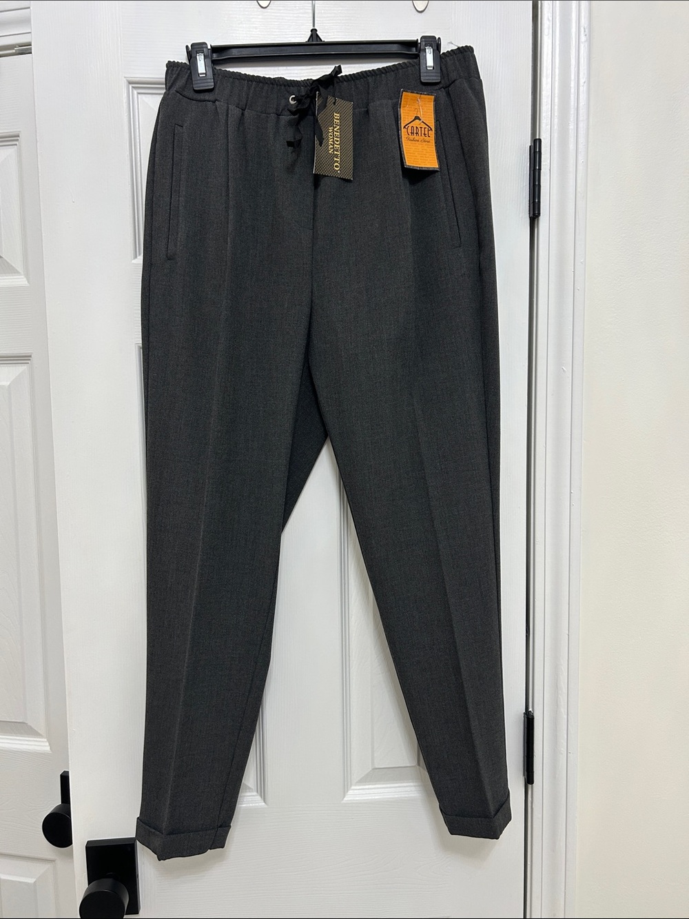 WoMen's Dark Gray Drawstring Tailored Trousers